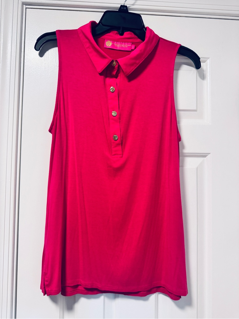 Macbeth Collection by Margaret Josephs Sleeveless Polo Tank in Hot Pink